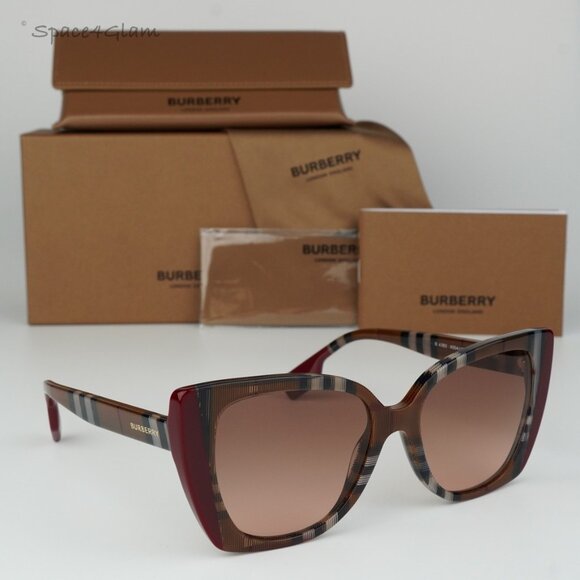 NEW Burberry BE4393 MERYL 405413 Check Bordeaux Pink Gradient Women Sunglasses - Picture 1 of 8